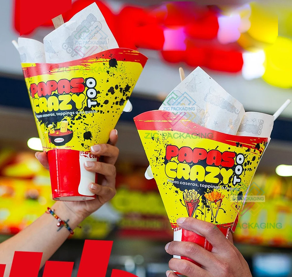 Custom Fried Chicken Wings Paper Bucket take out food packaging With Compartment Takeaway Cup Fries Burger Packaging Paper Box