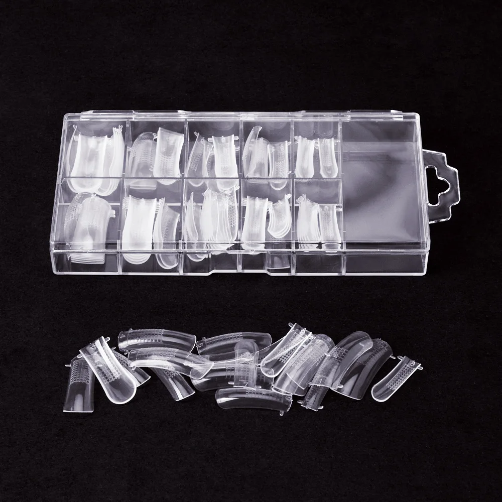 Hadiyah Wholesale 100pcs Clear Nail Forms Acrylic False Nails Full Cover Quick Building Mold Tips Dual Forms Nail Extension