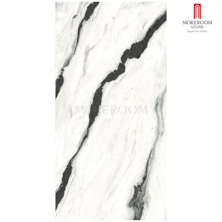 Large Format Sintered Stone Slab Panda White Solid Surface For Tv Background
