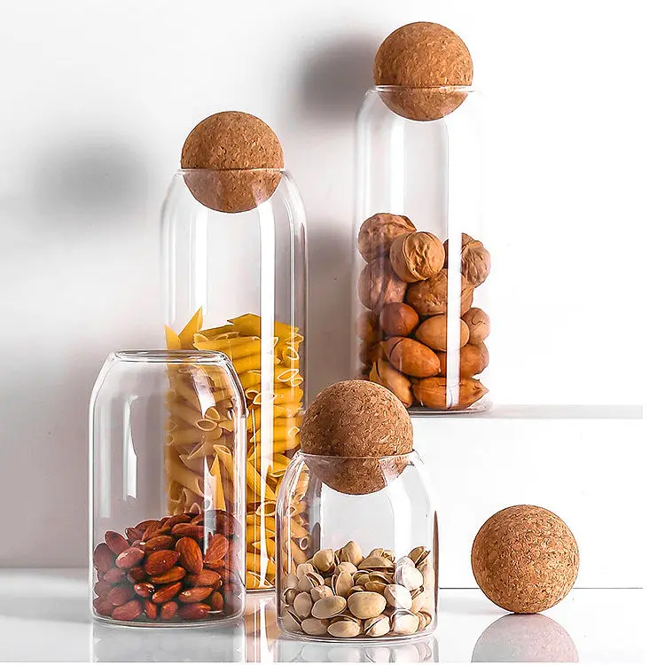 Glass Storage Jar round Jar Food Storage Container Kitchen Canister Glass Jar With Lid