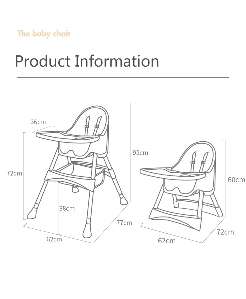 Kids Furniture Child Safety High Chairs Wholesale Baby Folding  Dining Chair for Eating