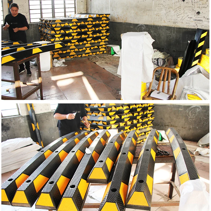 Parking Stopper for Garage Floor, Blocks Car Wheels as Parking Aid and Stops the Tires, acting as Rubber Plastic Parking Curbs