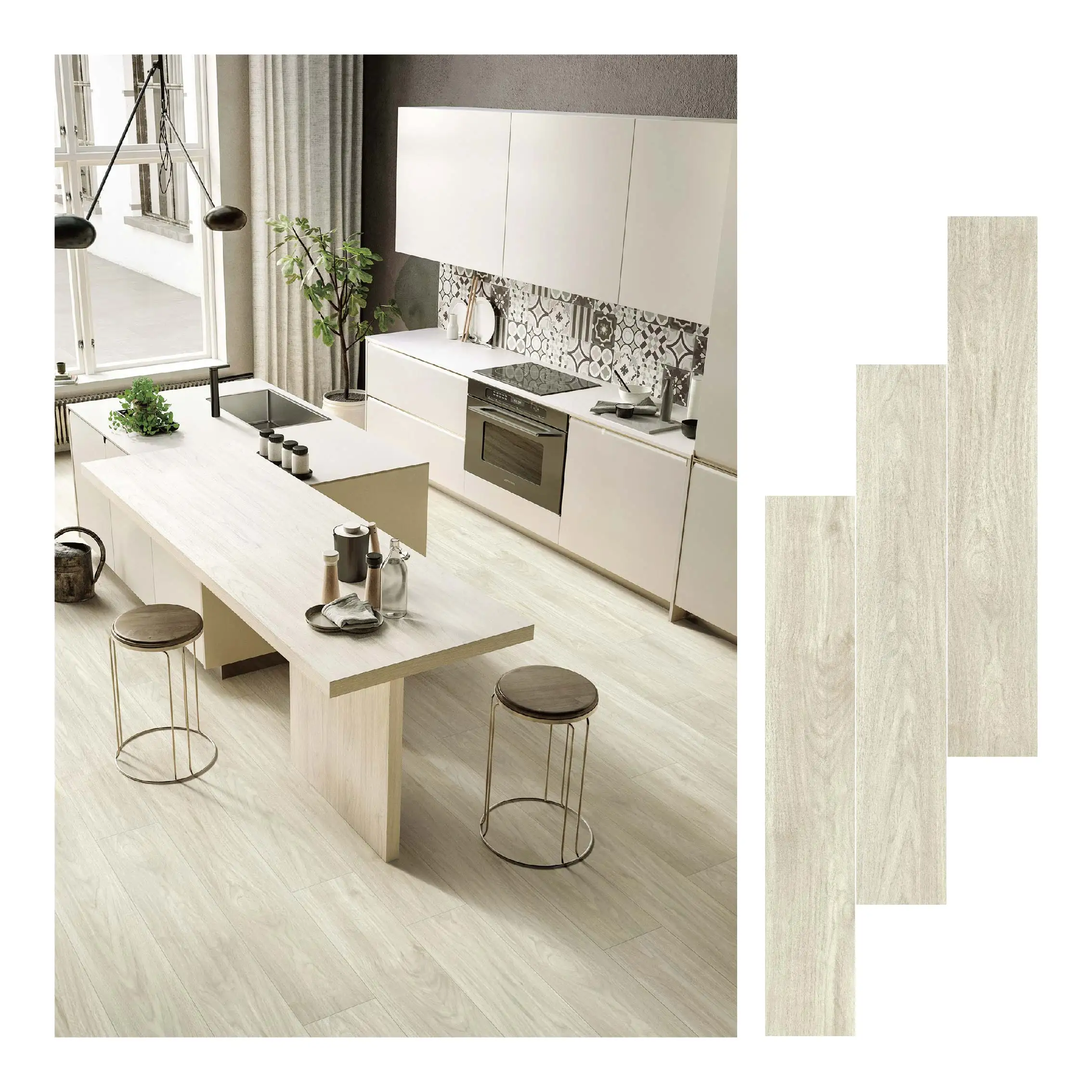 Traditional Style High Hardness Bedroom Grey Porcelain Wood  Flooring Tile 20 x 120