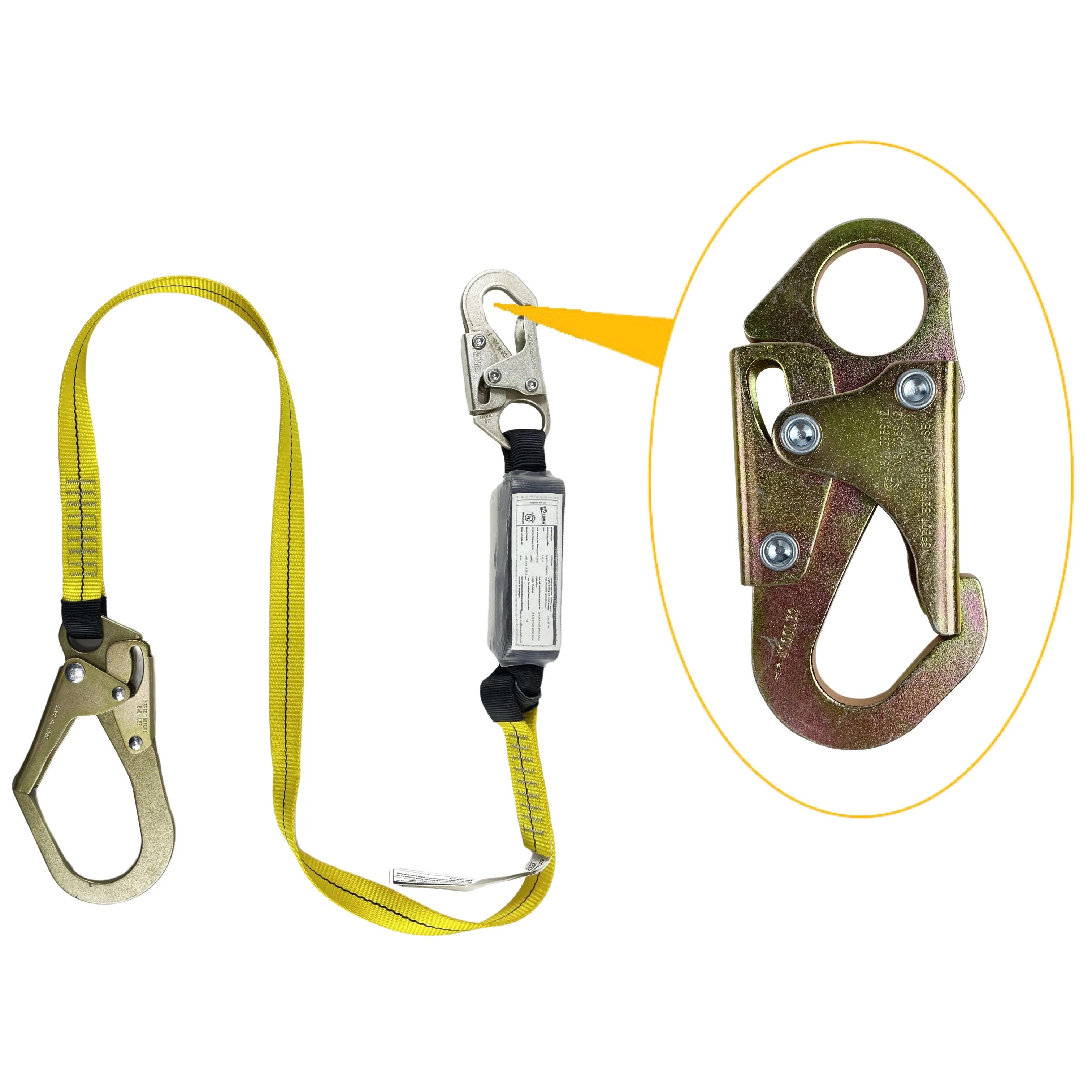 Certificate High Strength 25KN Forged Safety Metal Steel Rope Snap Hook For Fall Protection Lanyard