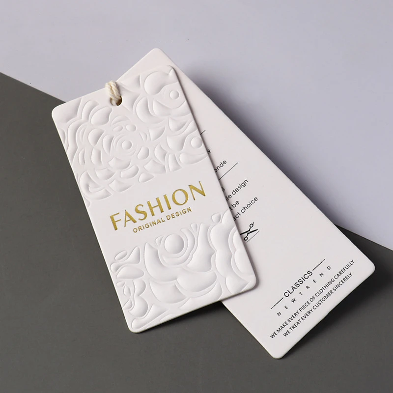 Eco Friendly Letterpress Hang Tag Recycled 800g Coated Art Paper logo sustainable customized shape hanging tag logo for jewelry