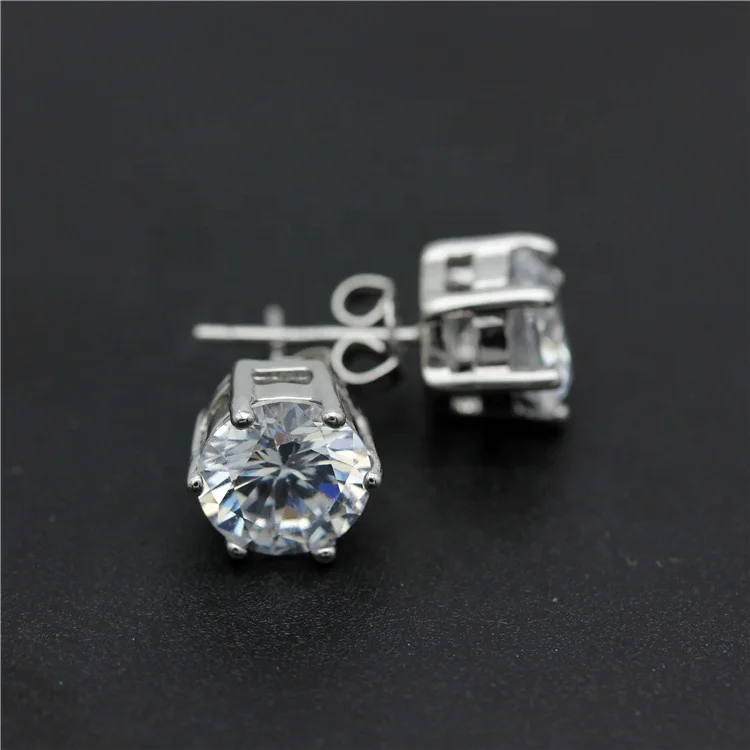 xygems  earring 925 sliver 5mm 6mm 8mm artificial diamond stud earrings, earring stud