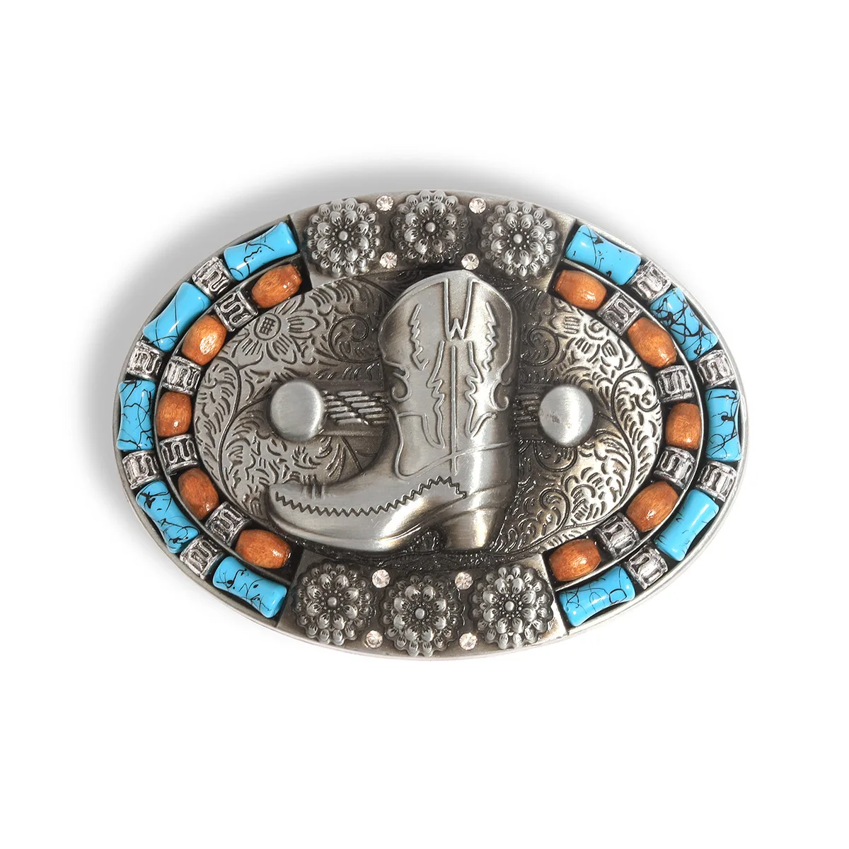 2025 New Retro Embossed Belt Buckle Accessories Plate Buckle Western Cowboy Cowgirl Style 3D logo Buckle for Children