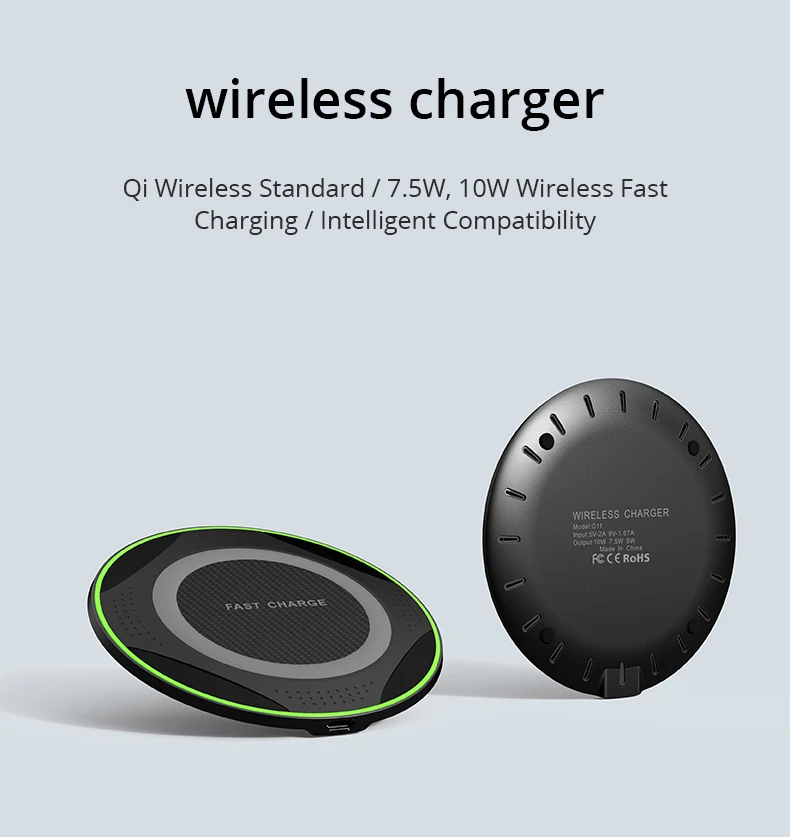 5 Stars Product Qi Fast Wireless Charging For Smart Mobile Phone Wireless Charger Pad Universal Charger Pad 10W Power