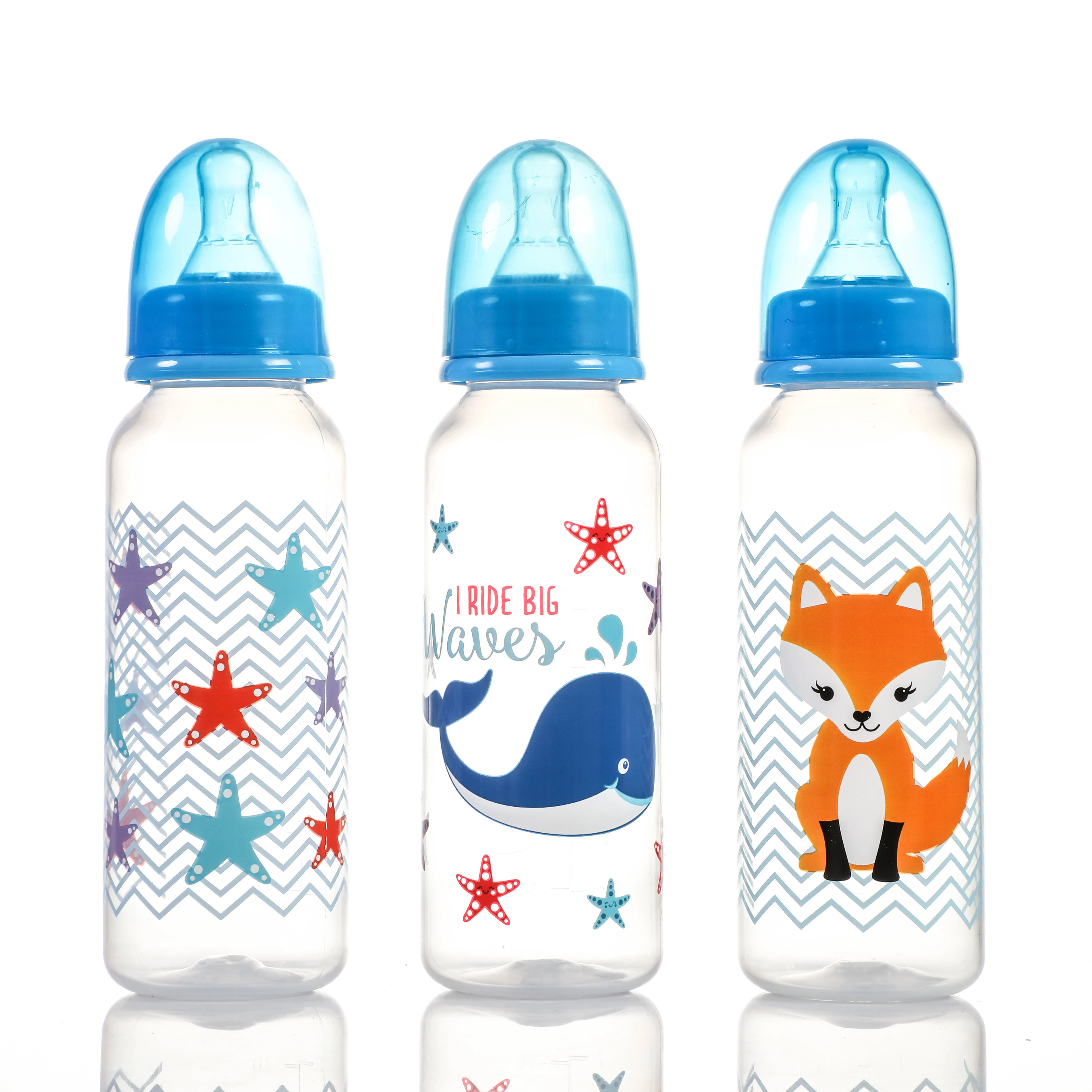 Wholesale Custom Baby Bottle 250ml 8OZ Kids Baby Milk Water Feeding Newborn Baby Silicone PP Feeding Bottle
