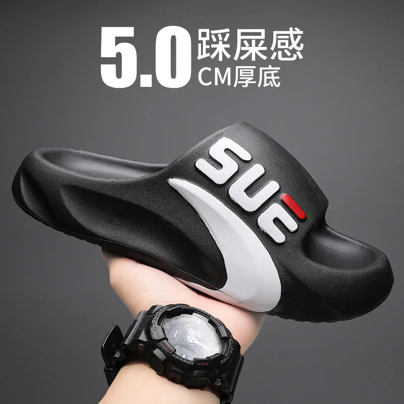2024 Open Toe Thick Soled Printed bathroom cushioning casual EVA poop feeling Sports slides men logo fashion