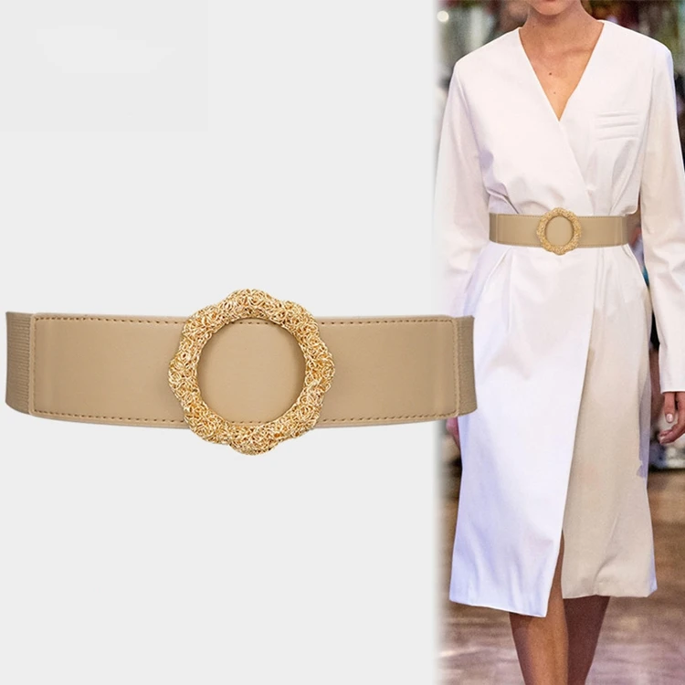 Simple and Versatile Designer Belts Buckle PU Plus Size Wide Belts Fashion Retro belt For Women