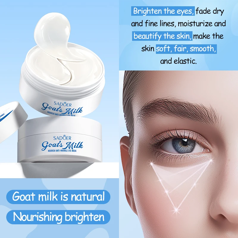 OEM SADOER Private Label Goat Mik Nourish Anti-wrinkle Remove Dark Circles Eye Mask Wholesale Korean Organic Under Eye Patches