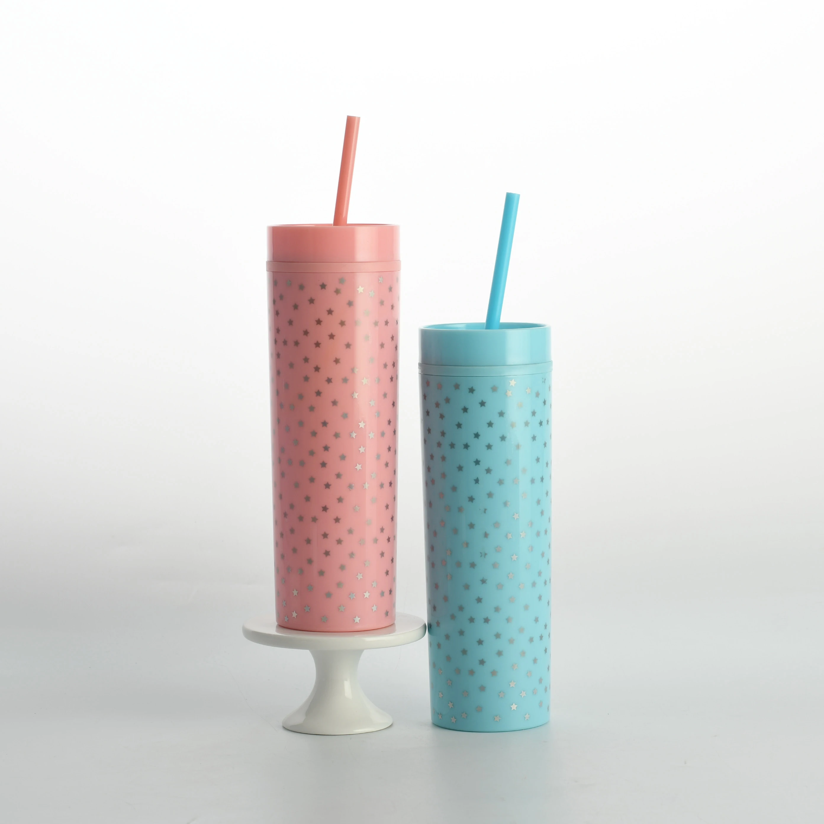 цвет печати логотипа без добавления бисфенола А объемом 16 унций Портативный двойной стены пластичной соломы бутылка для воды