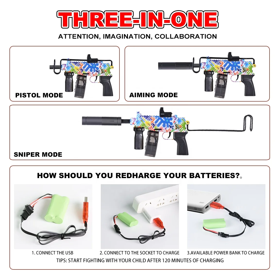 Electric Gel Ball Blaster, soft gun toys, for outdoor team play