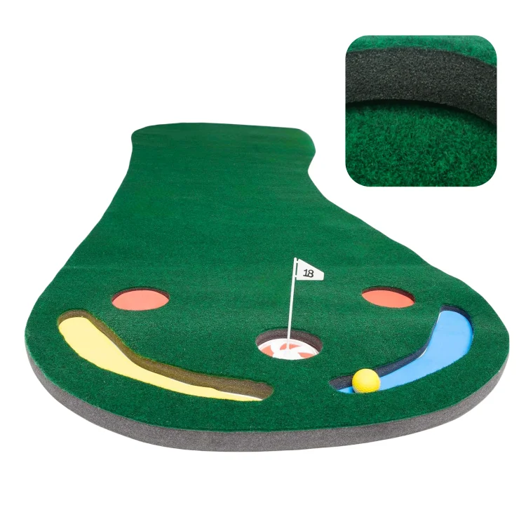 Wholesale Par 3 Mini Golf Game Indoor Portable Golf Putting Green Trainer Mat with Slope