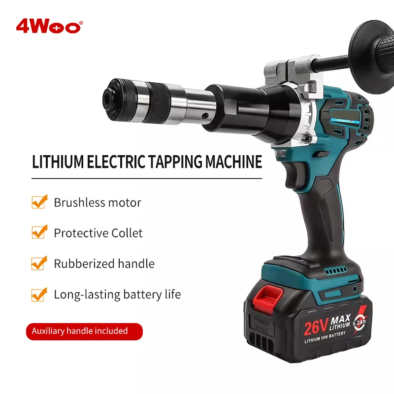 9158-4 Convenient Automatic Electric Tapping Machine Handheld Lithium Threading Back 2 Batteries & 7 Protected Collets
