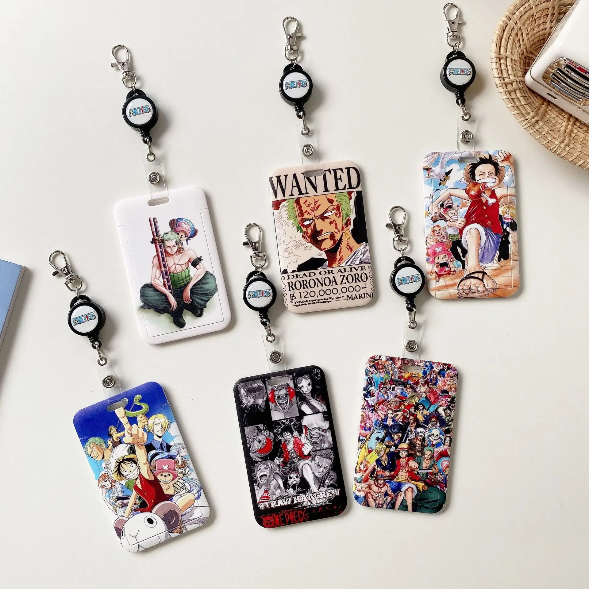 65 Mixed Luffy Anime Girls Designer Card Holder Student ID card holder luxury Cartoon Lilo Boojiboo ABS Meal Case keychain