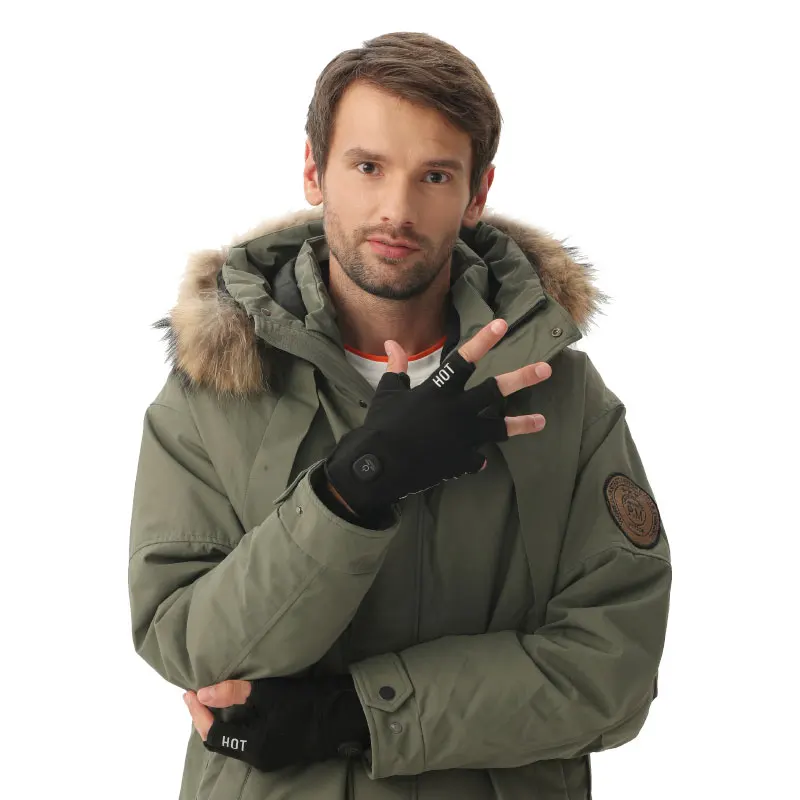 Зимние перчатки без пальцев, велосипедные перчатки с подогревом, перезаряжаемые литиевые перчатки для рыбалки и вождения