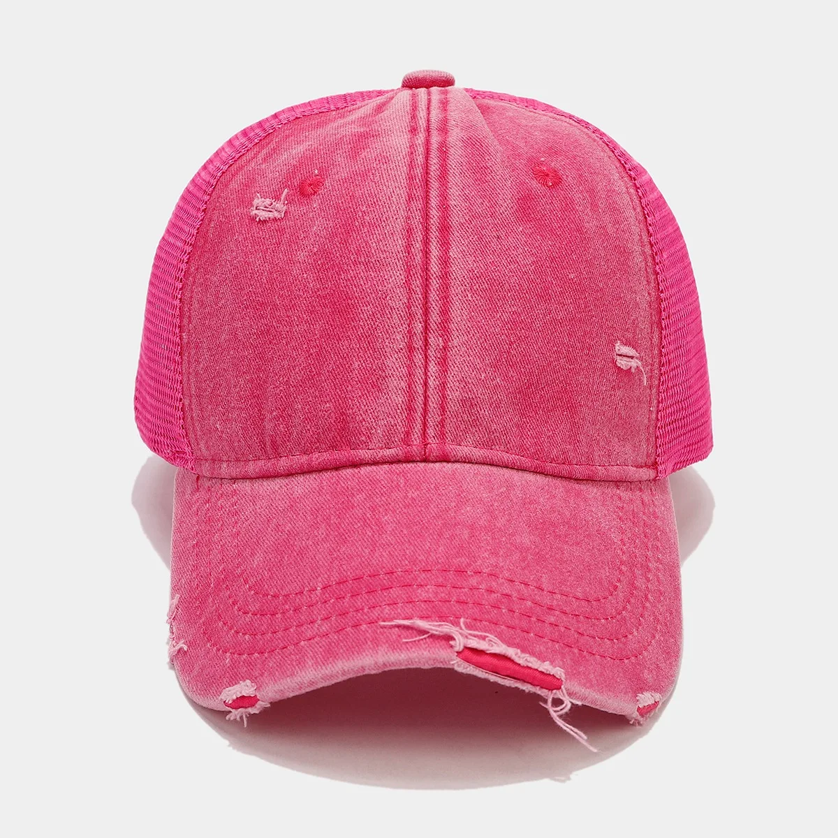 Plain blank washed cotton adult unstructured distressed mesh vintage trucker cap baseball hat