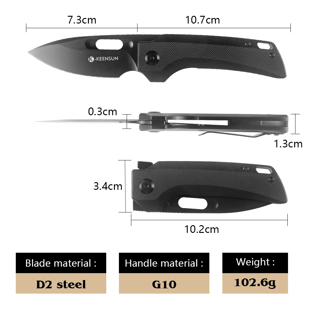 edc mini folding knife D2 steel G10 handle pocket knife spring open for camping
