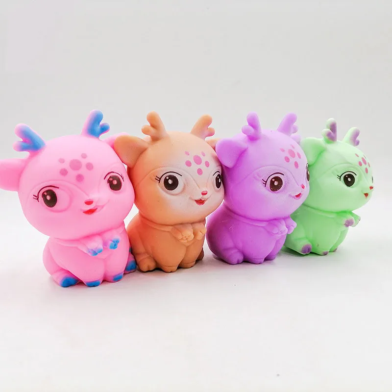 Cartoon Sika Deer Sensory Gadget Colorful Soft Elastic Toy TPR and Plastic Material Helps Kids Reduce Anxiety for Girls
