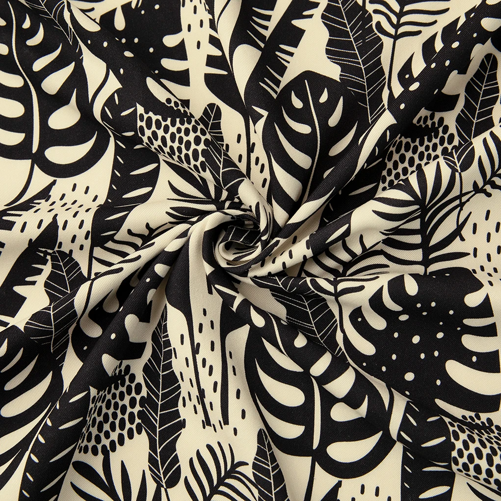 Изготовленный На Заказ «Чаллис» из искусственного шелка с цифровым принтом тропических в морском стиле узором виде листьев 100% вискоза ткань 160gsm для мужской одежды