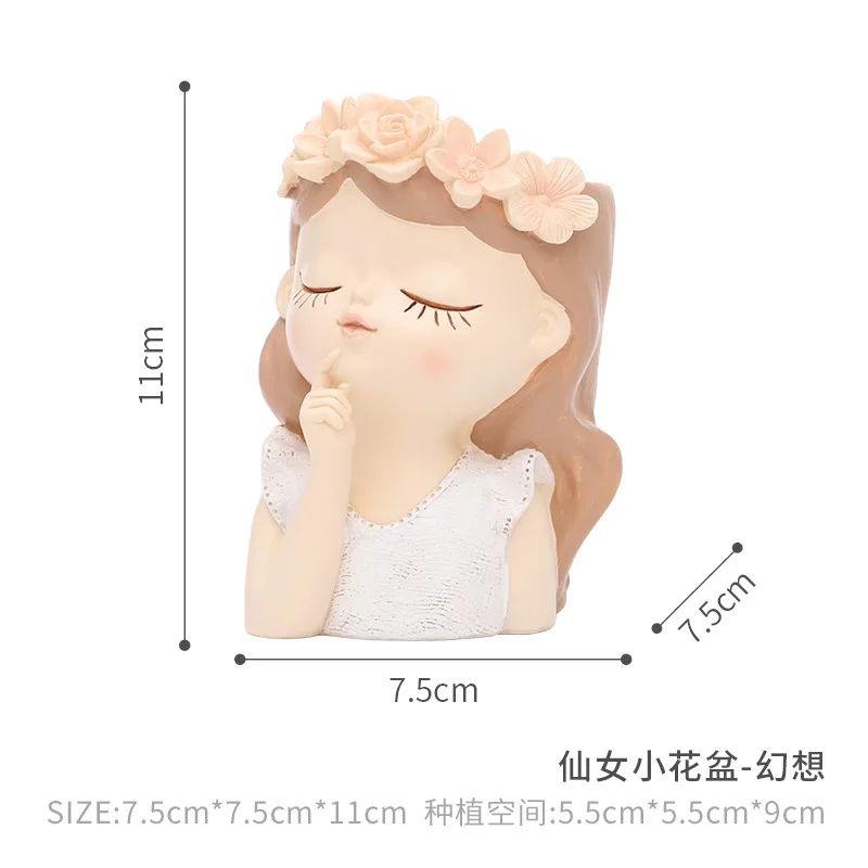 High Quality Flower Pot Resin Flowerpot Creative girl shape resin small flower pot gardening succulent flower pots