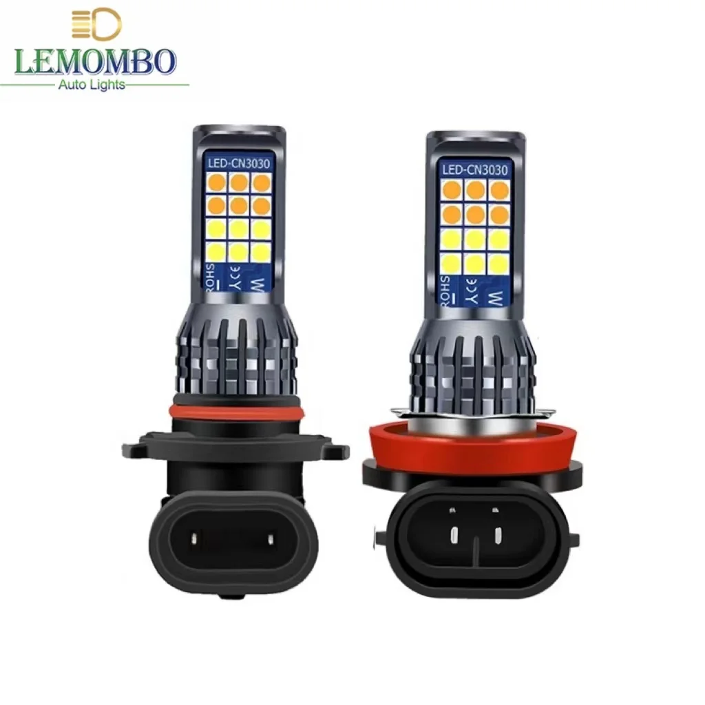 Dual Color LED Car Headlight Bulb H11 Fog Driving Light 24smd 3030 Auto accessories Lighting system DRL lamp