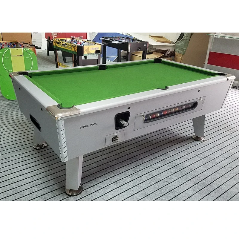 Professional 7ft 8ft White Commercial Snooker & Billiard Table Coin-Operated Slot OP Mechanism Cheap Token Billiard Pool Table