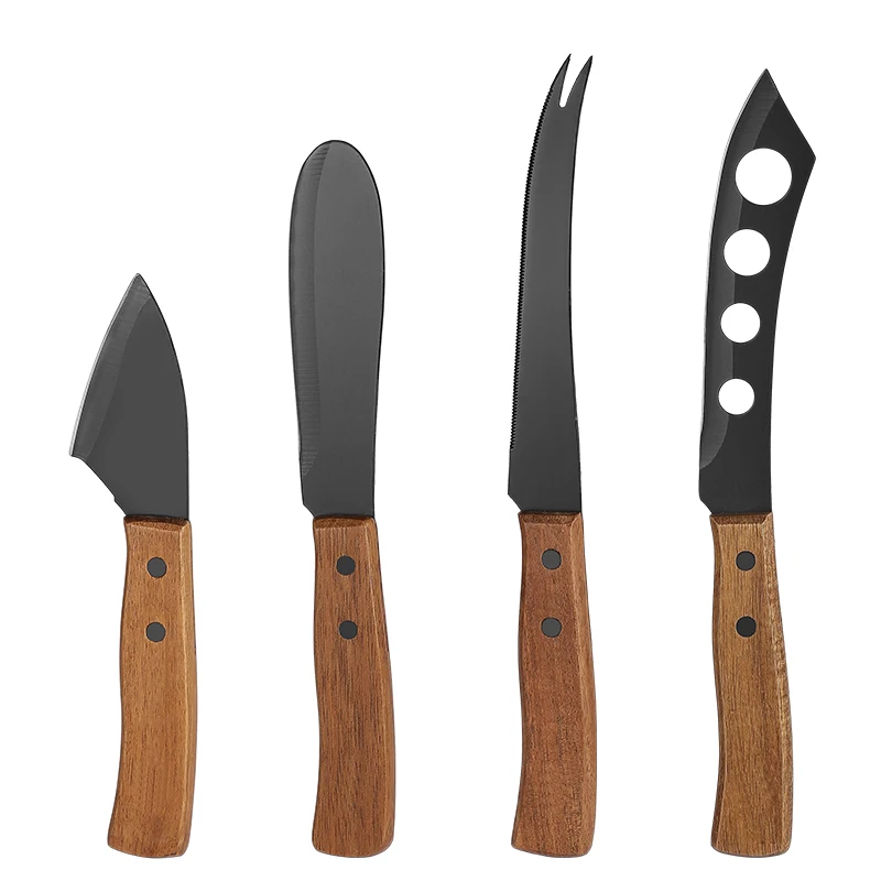 Multifunction professional stainless steel kitchen restaurant cutting butter knife bread split cheese knife with wooden handle