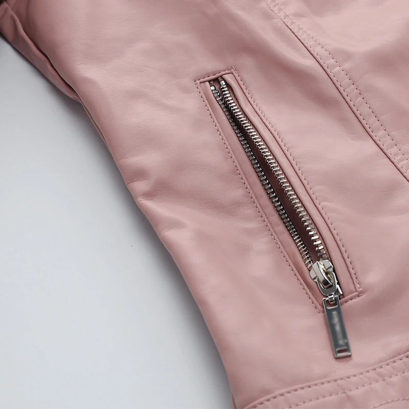 HONEYKING Womens PU Washed jacket Spring Autumn Girls Motorcycle Leather Coat Outwear Ladies Windbreaker Clothing