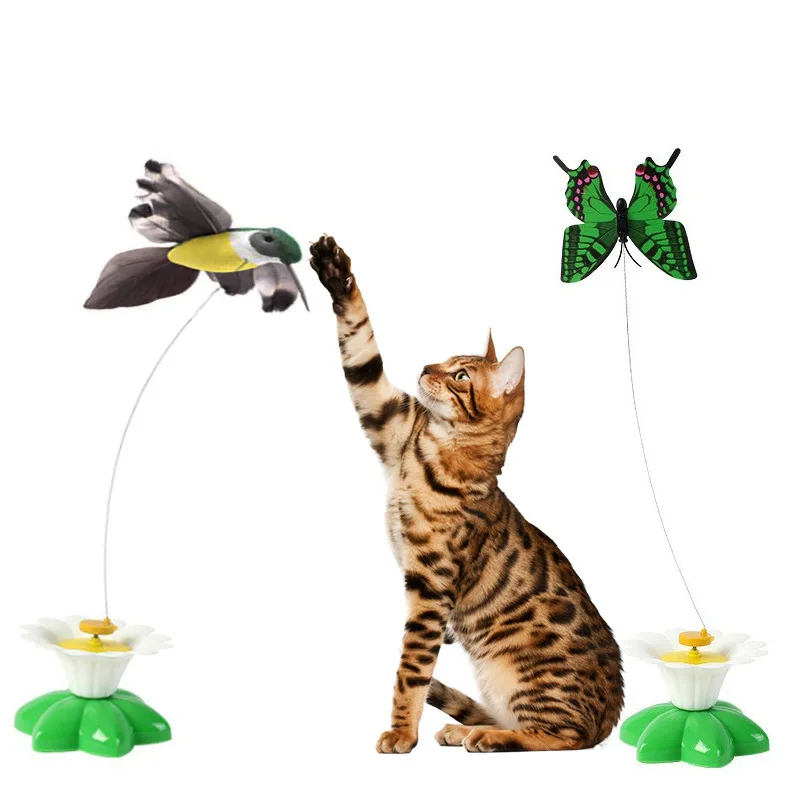 New Arrival Bird Toy for Pet Cats, Funny Rotating Electric Flying Butterfly Toys Simulation Bird Interactive Cat Toy