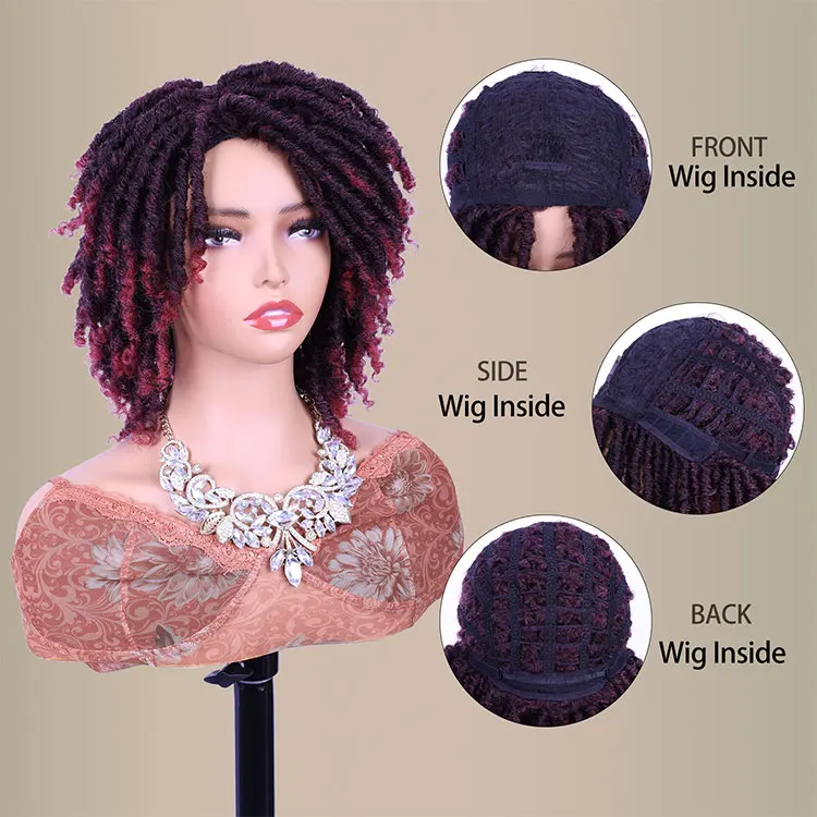 FH cheap short afro wave synthetic braiding crochet hair wigs extensions vendor for women