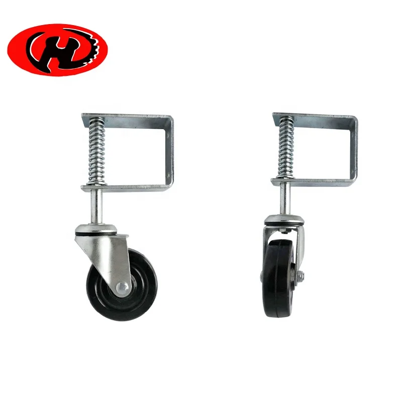 spring monted  gate  caster wheel black rubber shock absorbing castor
