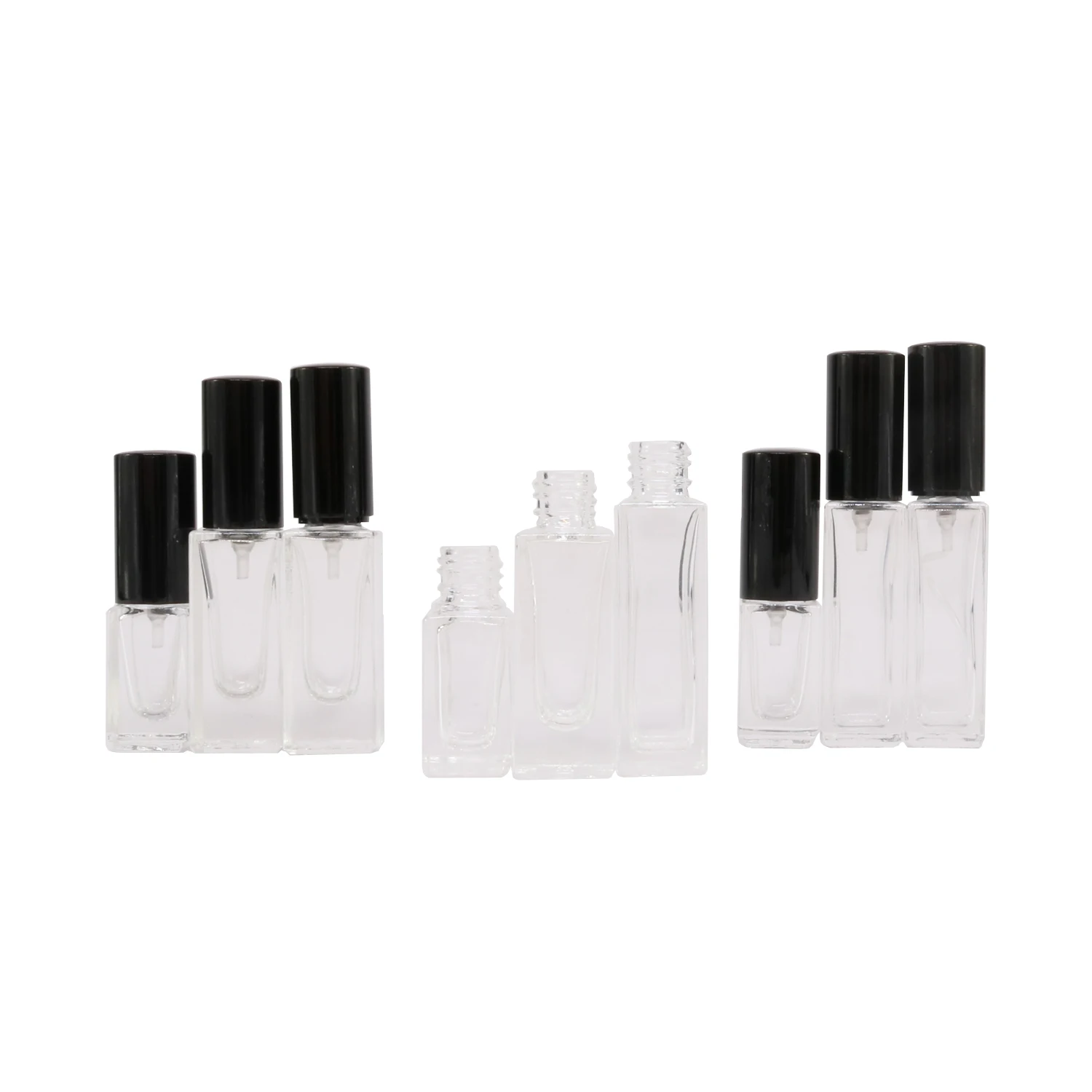High Quality 10 ML Square transparent Glass Spray Perfume Bottle 1/3 OZ With Refill Pump