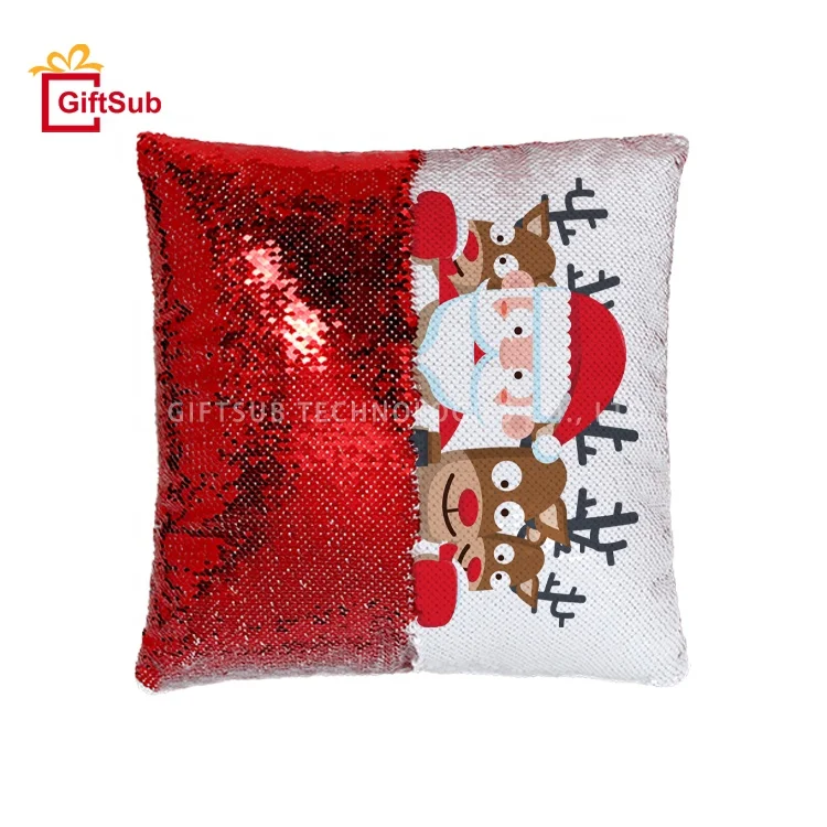 Customized Gifts Christmas Decor Pillow Covers Blank Sublimation Sequin Pillow Case Reversible Sequins Pillow Cushion Cases