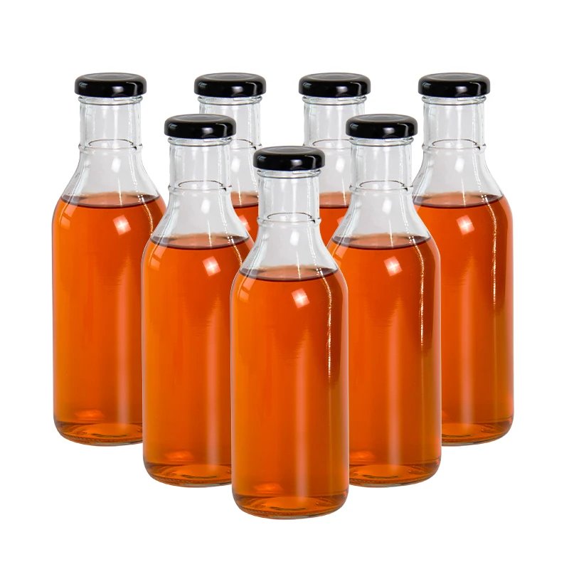 Kitchen Party BBQ Empty 250ml 8oz 12oz 16oz Round Chili Woozy Dressing Glass Tomato Hot Sauce Bottles for Sauce
