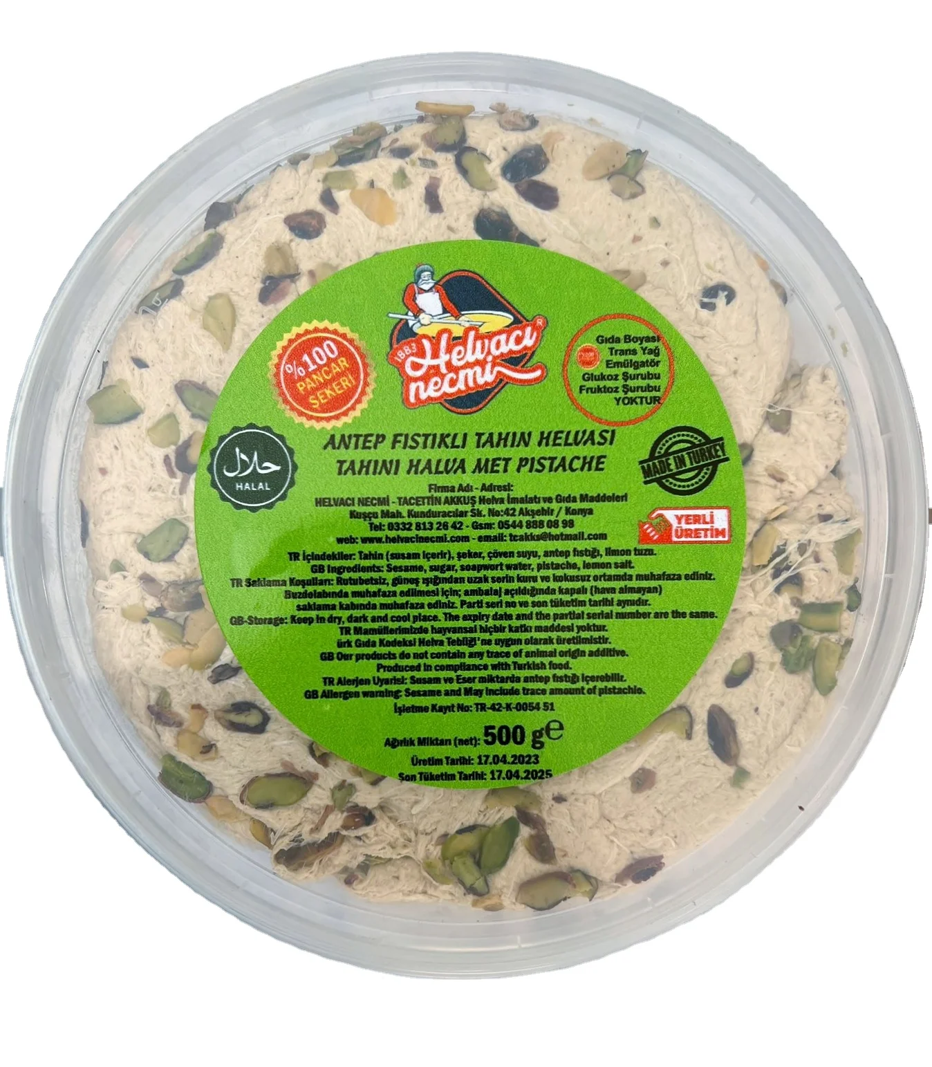 TAHINI HALVA WITH PISTACHIO 500 gr Premium Quality Turkish Tahini Halva Does not contain preservatives and additives