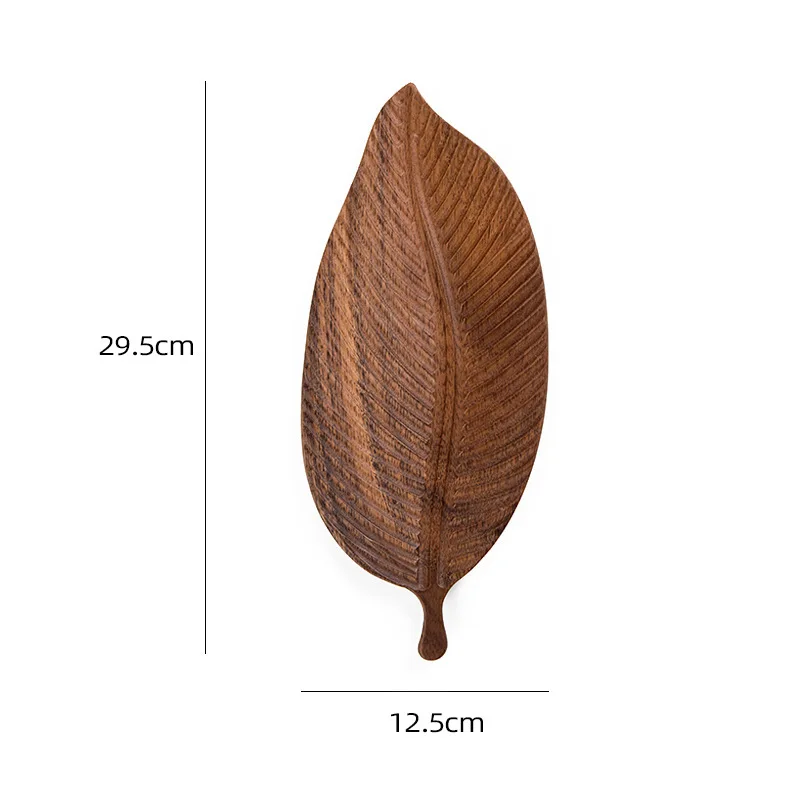 Factory Customized Creative Leaf Shaped Wood Fruit Serving Platters Appetizer Dishes Food Serving Tray Premium Wooden Plates Set