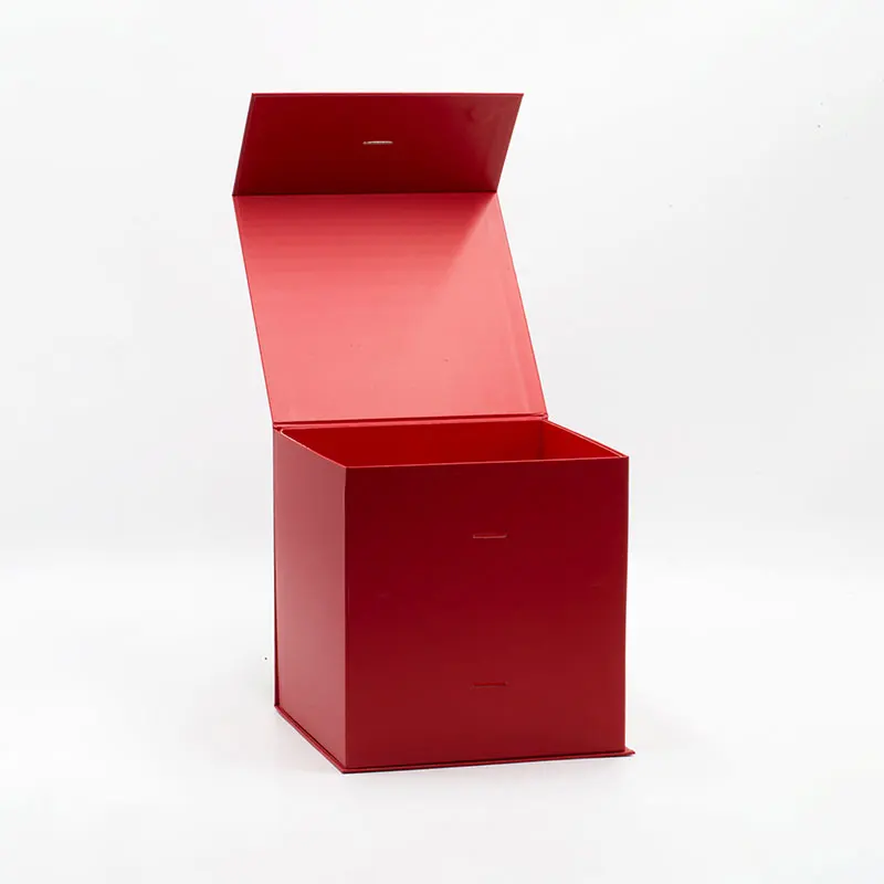 Bulk fancy red color products packaging rigid magnetic lid present box with ribbon
