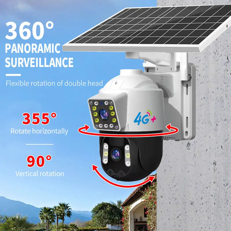 V360PRO 3MP HD 4G двойной объектив Солнечная камера PTZ Обнаружение движения автоматическое отслеживание Sim-карты 10000 мАч маломощная батарея Wi-Fi подключение