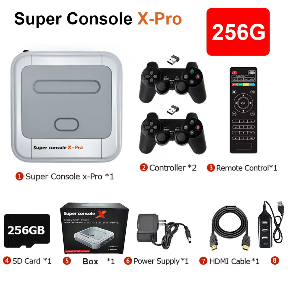 Best WiFi Consoles 30000 Games Downloads Kid 4K HD TV Retro Consoles Super Console X Pro Video Game Console For PSP/N64/DC/PS