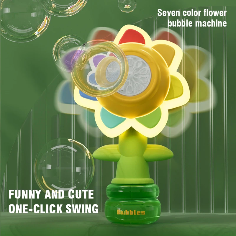 Automatic sunflower bubble blowing bubble sound and light dancing swinging bubble toys for kids