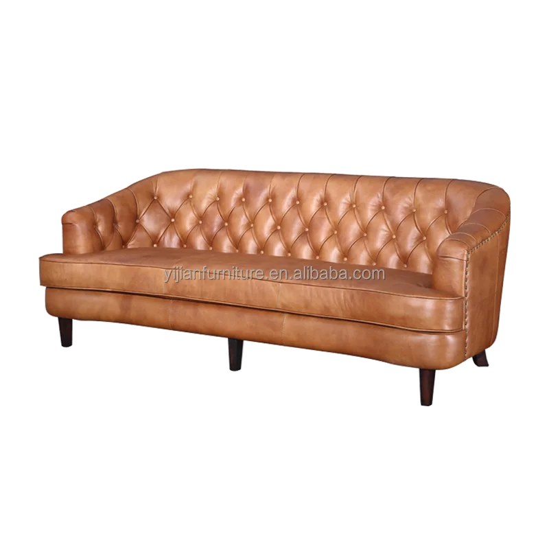 Brown Genuine Leather Single Seat Sofa Tufting Button One Seat Sofa Living Room Furniture Office Leather Chair