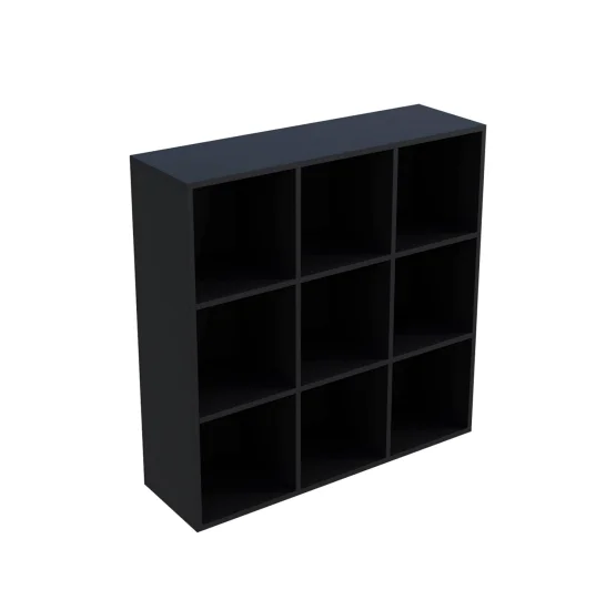 Wooden 3-Tier Free Standing Open Bookshelf for Home, Chest Drawer Box Office Organizer Cabinet in Black Living Room Cabinets