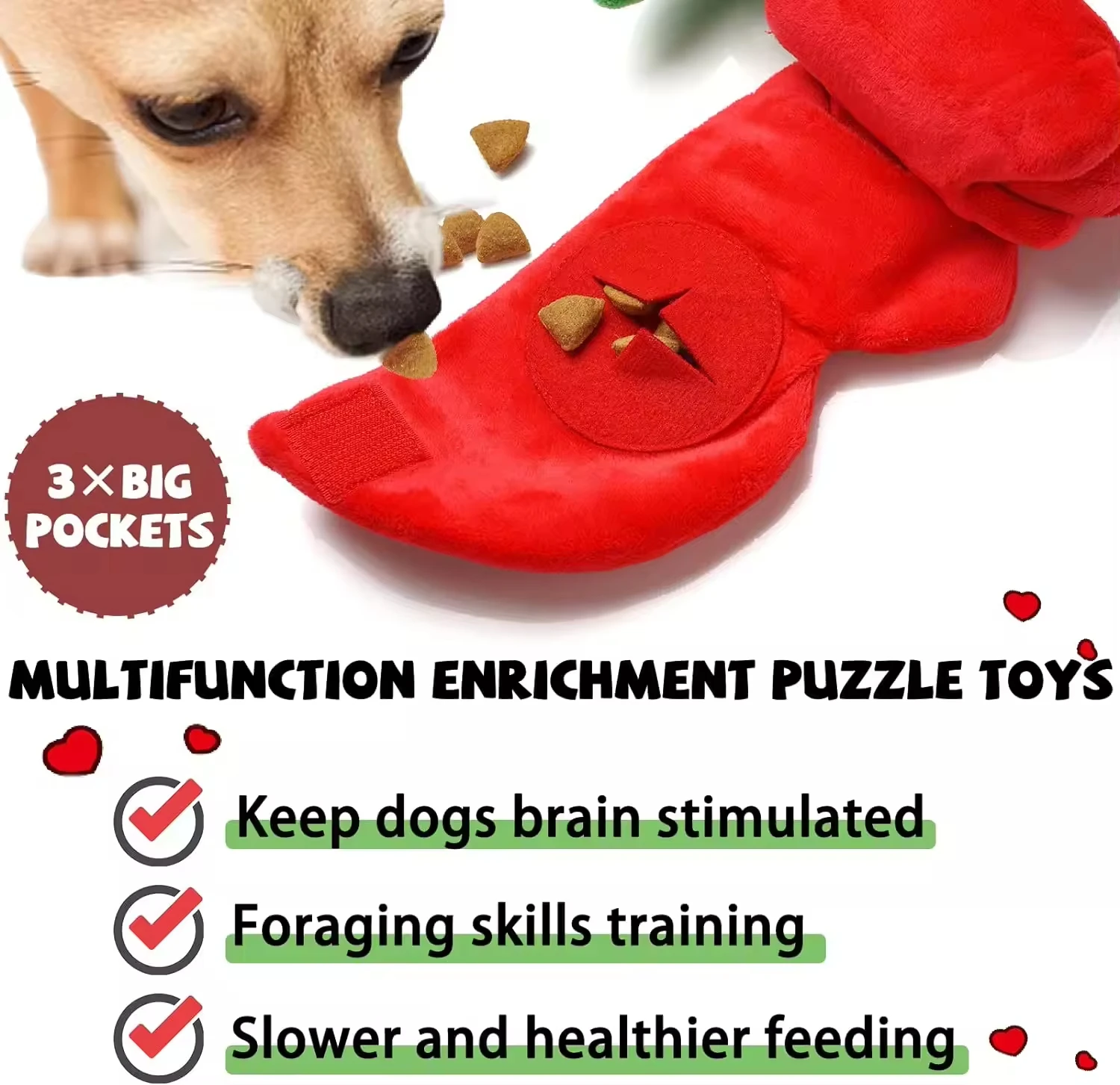 Wholesale Custom Fashion Romantic Red Rose Gifts Durable Puzzle Squeaky Crinkle Valentine Dog Toy