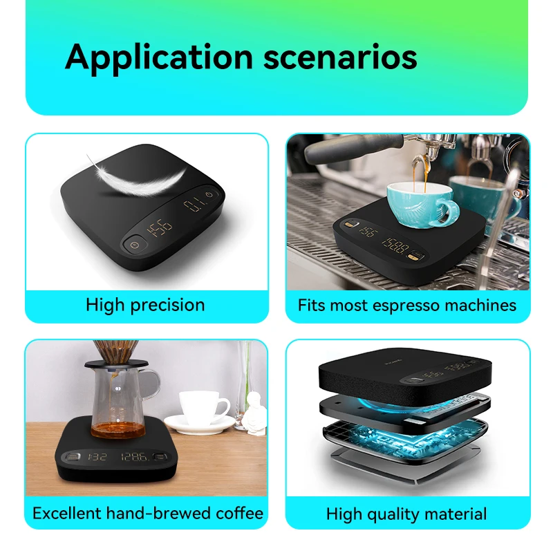 Wireless USB Batteries  Connectivity for Brewing Perfection 2000G 0.1G Multi Function Coffee Scale with Bluetooth