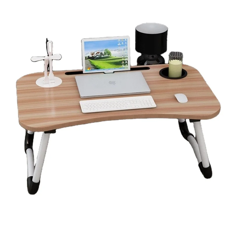 New upgrade Mini Folding Table With USB And Fan Folding Laptop Table Wooden Computer Table For Bed