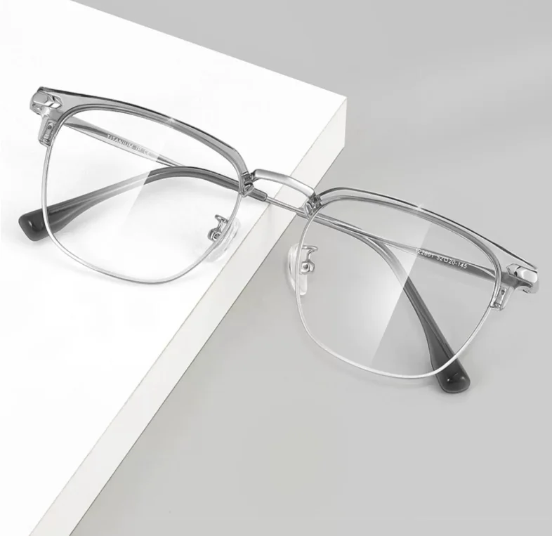 619 Unisex Myopia Half Frame Anti Blue Light Glasses Men Reflection men optical eye glasses half frame