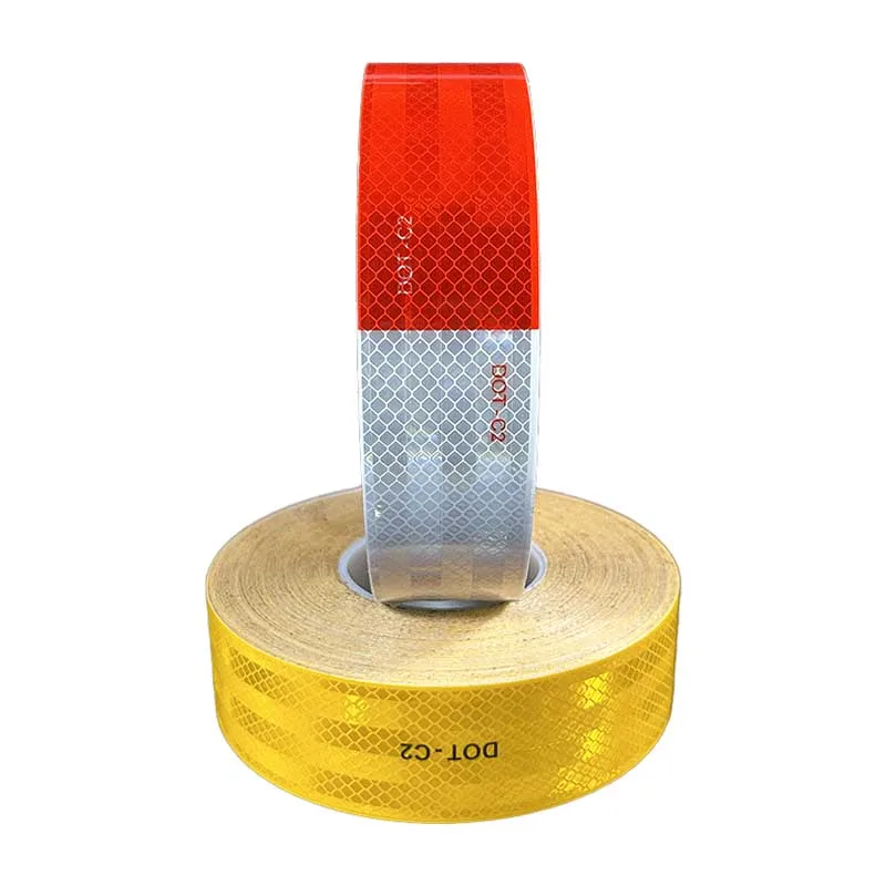 Customized White And Red Edge Sealed Car AccessoriesSelf Adhesive Vehicle Retro Reflective Sticker DOT-C2 Conspocuity Tape